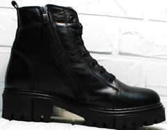 Женские зимние ботинки по типу мартинсов Frenzony 701-20 Black Leather&Fur.