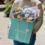 Photo of Light blue bouquet with nigella and hydrangea «Sapphire cobweb»