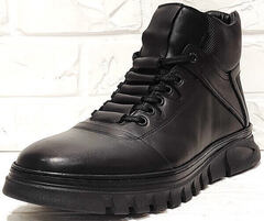 Черные ботинки кроссовки мужские зимние Komcero 1K0531-3506 Black.