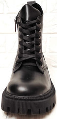 Грубые женские ботинки на шнурках Maria Sonet 329-k Black.