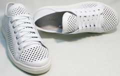 Летние спортивные туфли кеды кожаные белые женские ZiKo KPP2 Wite.