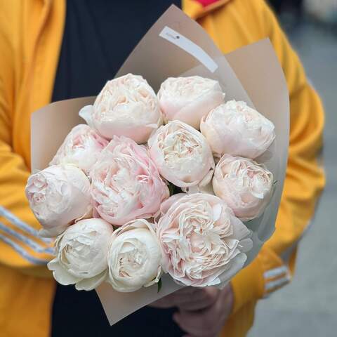 Photo of 11 peonies in a bouquet «Peony Ice cream»
