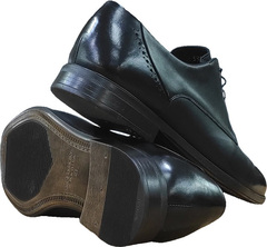Модные классические мужские туфли на выпускной Ikoc 3853-2 Black Leather.