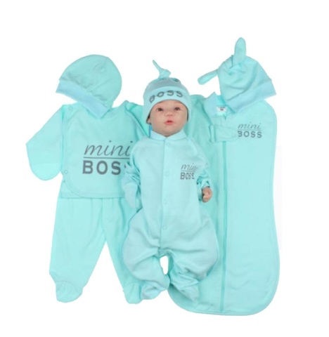 Комплект одежды для новорожденного в роддом для мальчика Boss мятный