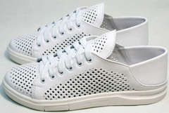 Летние белые туфли кеды с перфорацией женские ZiKo KPP2 Wite.