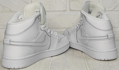 Кожаные мужские ботинки кроссовки jordan Nike Air Jordan A806-1 All White.