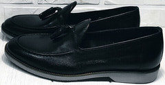 Черные мужские туфли лоферы классика Luciano Bellini 91178-E-212 Black.