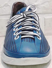 Легкие кроссовки сникерсы на шнурках летние city casual Wollen P029-2096-24 Blue White.