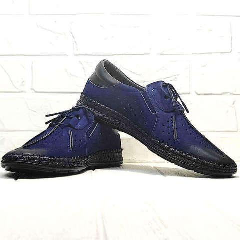Мокасины туфли мужские Luciano Bellini 91268-S-321 Black Blue.
