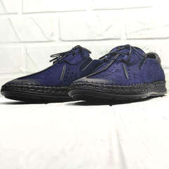 Мужские мокасины на шнурках стиль кэжуал Luciano Bellini 91268-S-321 Black Blue.