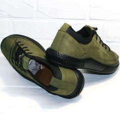 Мужские сникерсы туфли нубук Luciano Bellini C2801 Nb Khaki.