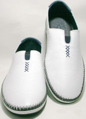 Туфли мокасины летние мужские, белые, кожаные Luciano Bellini