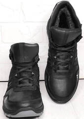 Чорні кросівки зимові чоловічі. Шкіряні кросівки з хутром. Високі кросівки Adidas Climacool Winter Black.