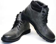 Зимние ботинки мужские кожаные с мехом Ikoc 3620-3 S