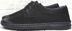 Мокасины черные туфли мужские летние smart casual для мужчин Luciano Bellini 91754-S-315 All Black.