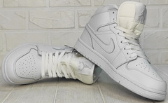 Белые кроссовки мужские кожа Nike Air Jordan A806-1 All White.