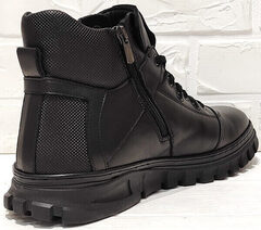Модные кроссовки ботинки мужские зимние кожаные Komcero 1K0531-3506 Black.