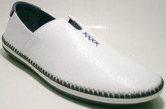Туфли мокасины летние мужские, белые, кожаные Luciano Bellini