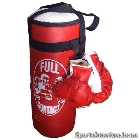 Детский боксерский мешок Full Contact с перчатками (высота 55 см диаметр 20 см)