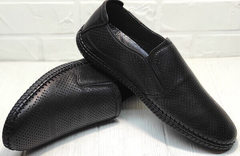 Черные мокасины туфли летние мужские casual style мужской Ridge Z-291-80 All Black.