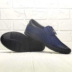 Красивые туфли мокасины кожаные кэжуал стиль Luciano Bellini 91268-S-321 Black Blue.