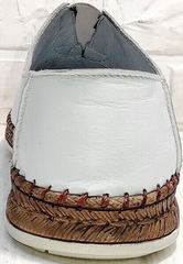 Мужские летние туфли слипоны кожаные casual Luciano Bellini 91724-S-304 All White.