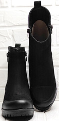 Нубуковые ботинки ботильоны женские осень Cut Shoes 470-42410-27 Black.