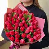 Photo of Juicy bouquet of 51 red tulips «Sweet kisses»