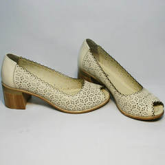 Туфли женские кожаные летние Sturdy Shoes 87-43 24 Lighte Beige.