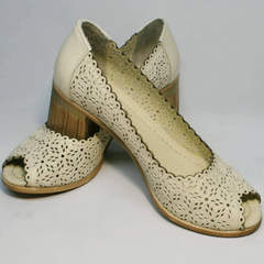 Туфли на широком каблуке женские Sturdy Shoes 87-43 24 Lighte Beige.