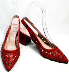 Женские туфли с открытой пяткой G.U.E.R.O G067-TN Red.