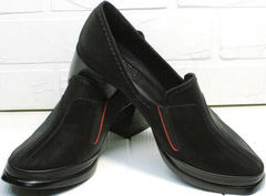 Модные кожаные туфли женские на каблуке 6 см осень весна H&G BEM 167 10B-Black.