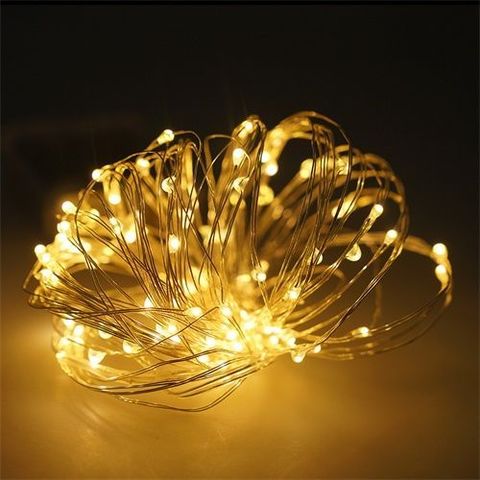 Гирлянда на тонкой проволоке теплый белый цвет 100 LED