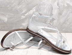 Модные женские босоножки сандали с закрытой пяткой Evromoda 454-402 White.