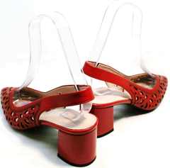 Женские туфли с острым носом красные босоножки на толстом каблуке G.U.E.R.O G067-TN Red.