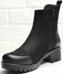 Черные женские ботильоны ботинки на толстом каблуке 5 см Cut Shoes 470-42410-27 Black.