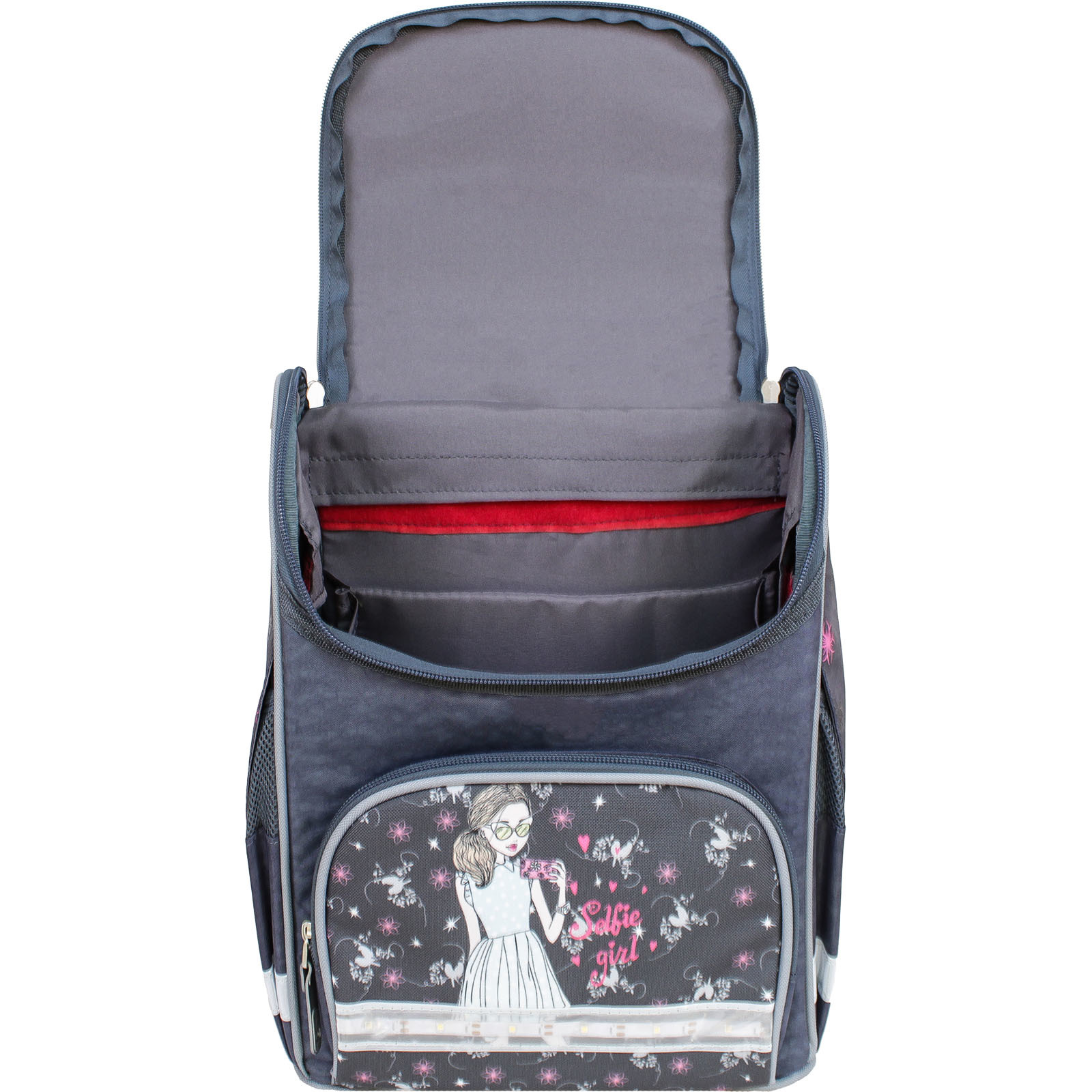 Рюкзак шкільний каркасный с фонариками Bagland Успех 12 л. сірий 210к (00551703)