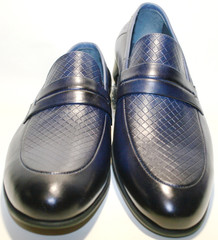 Мужские кожаные туфли лоферы Luciano Bellini Blue