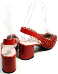 Красные туфли босоножки с закрытым носом на каблуке G.U.E.R.O G067-TN Red.