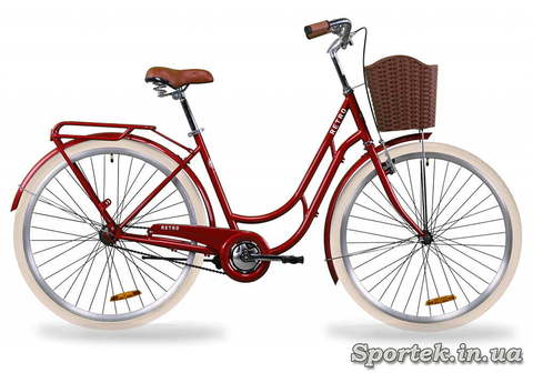 Универсальный городской велосипед Dorozhnik Retro с колесами 28 дюймов - рубиновый