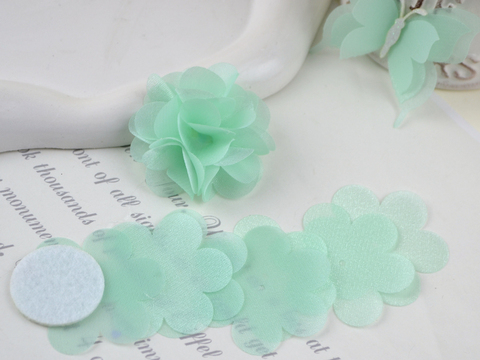 Заготовка для квітки з блискучої органзи ніжна аква