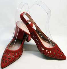 Модные красные туфли босоножки с открытой пяткой женские G.U.E.R.O G067-TN Red.