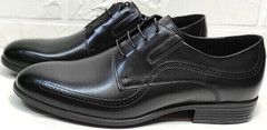 красивые мужские туфли со шнурками Ikoc 3416-1 Black Leather.