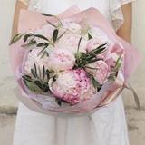 Photo of 9 peonies in a bouquet «Zephyr clouds»