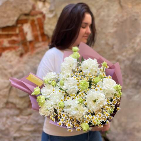 Bouquet «Flower Mood», Flowers: Eustoma, Tanacetum