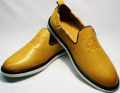 Желтые туфли слиперы мужские King West 053-1022 Yellow-White.