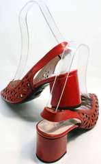 Красивые красные туфли на устойчивом каблуке летние G.U.E.R.O G067-TN Red