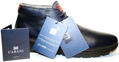 Зимние ботинки мужские кожаные. Мужские термо ботинки на шнуровке. Синие ботинки чукка Cabani BlueTermo.
