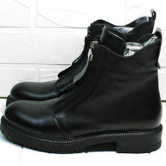 Женские кожаные ботинки утепленные осень-весна Tina Shoes 292-01 Black.