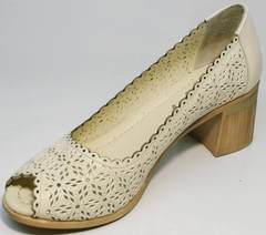 Открытые туфли на толстом каблуке женские летние Sturdy Shoes 87-43 24 Lighte Beige.